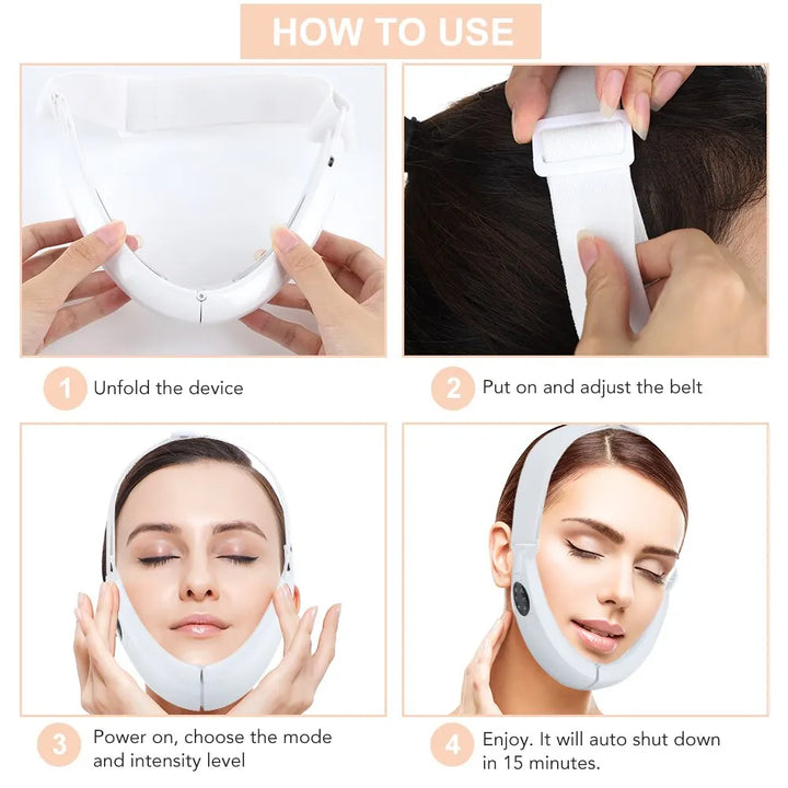 Face Lifter V-Line Up Face Lifting Belt Face Slimming Vibration Massager LED Display Facial Beauty Instrument 5 Modes